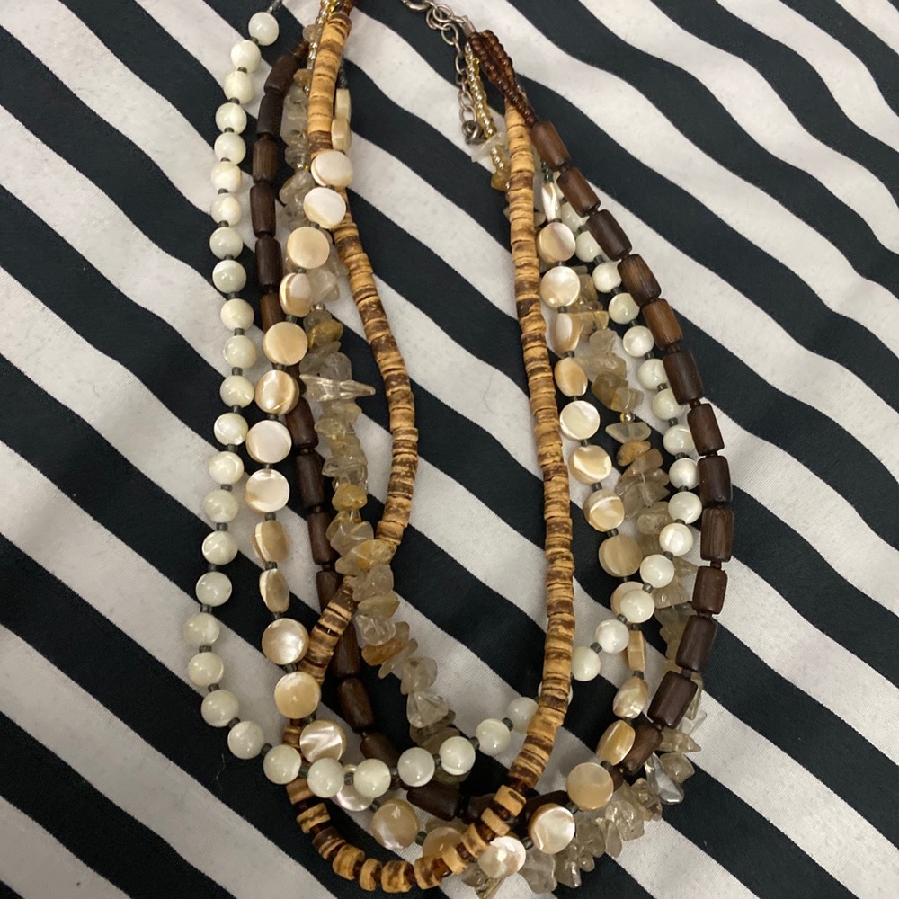 Silpada MOP, Quartz, Tiger Coconut  Wood Necklace